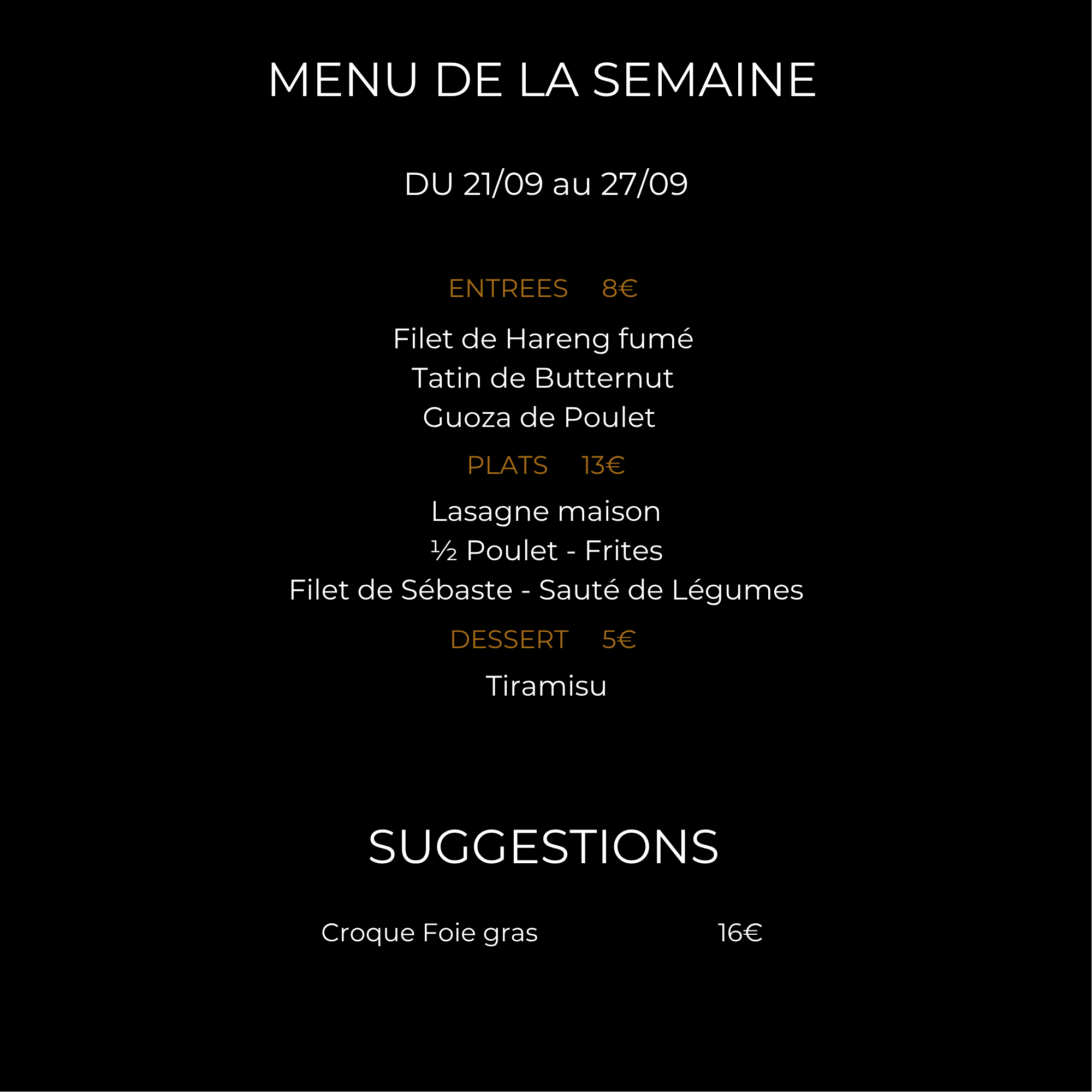 Menu de la semaine du 21 au 27 septembre